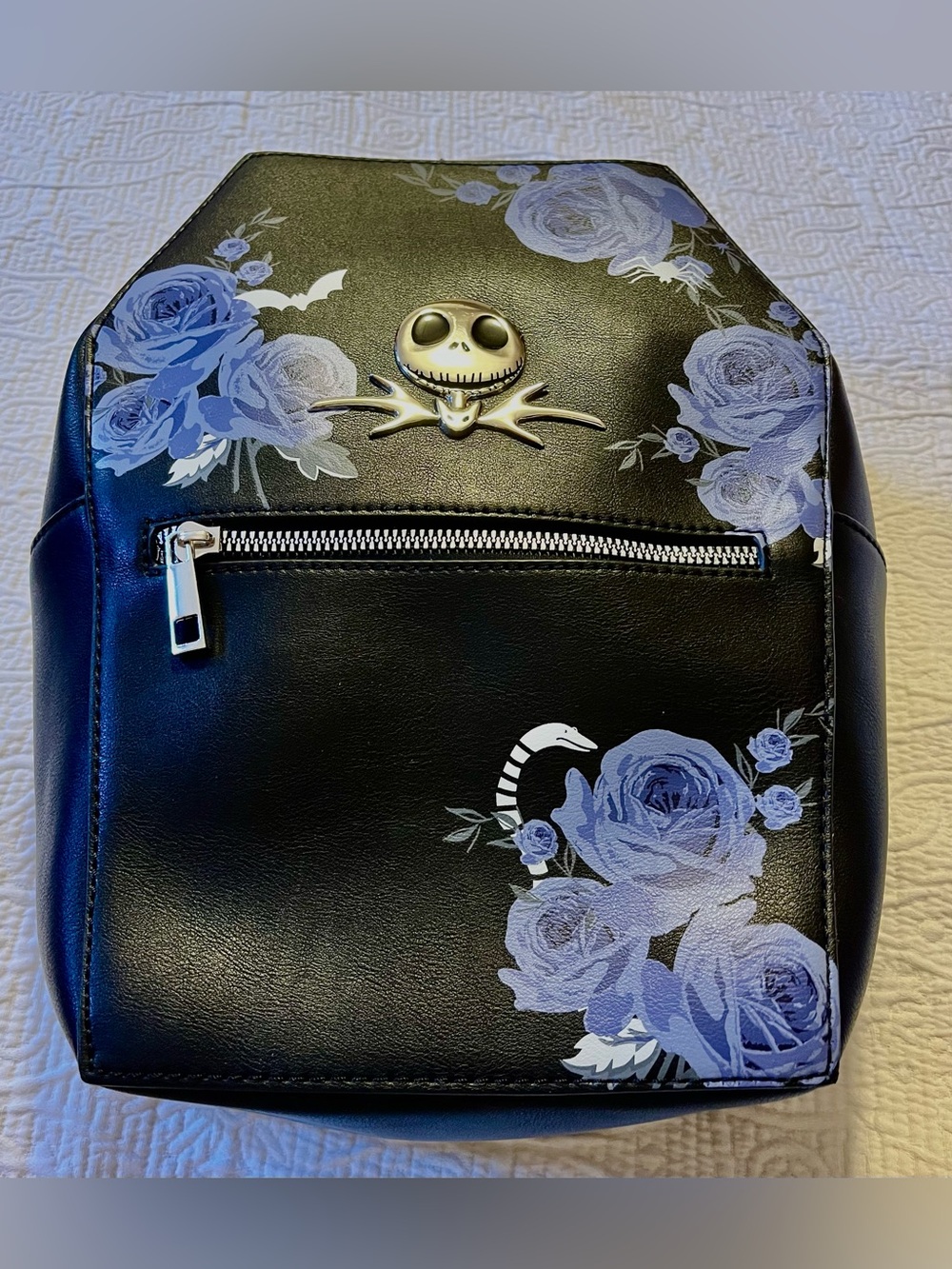 Black Floral Jack Skellington Coffin Mini Backpack BioWorld
